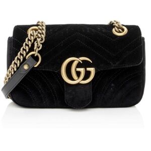 Gucci GG Velvet Marmont Matelasse Small Shoulder Bag